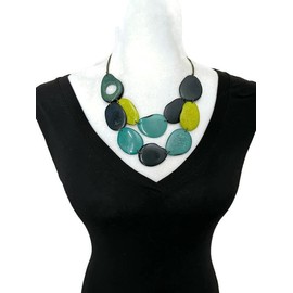 Green Tagua Necklace TAG614. Bib Tagua Nut Necklace, Organic Necklace. Statement Necklace, Hunter Green, Lime Green, Aqua Tagua Nut Jewelry
