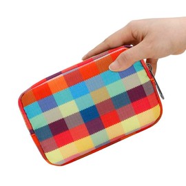 JINSI Small Makeup Bag Cosmetic Pouch Zipper Mini Tech Charger Cable Electronic Organizer Case Travel Accessories (Coloured)