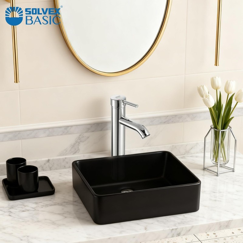 SOLVEX SP-10013 Bathroom Tap, Stainless Steel Washbasin Tap (High Spout),