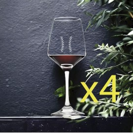 Unmarked Baseball Laces Wine Glasses x4 Premium 12 Oz Personalize Sports Games NEW