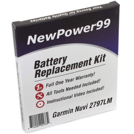 NewPower99 Battery Kit for Garmin Nuvi 2797, Nuvi 2797LM, Nuvi 2797LMT with Tools, Video Instructions and Long Life Battery