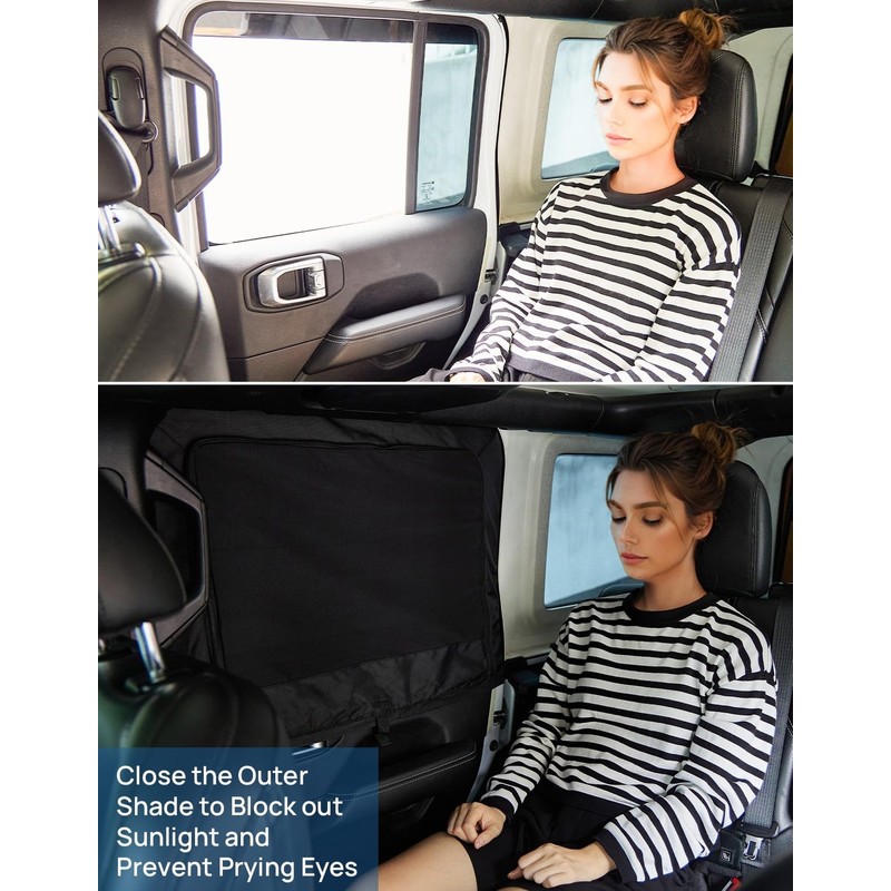 JOYTUTUS Rear Wrangler Side Window Sun Shade Rain Cover Camping