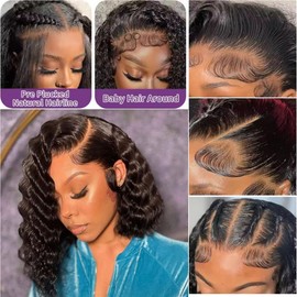 Nicewig Skinlike Real HD 13x4 Lace Frontal Deep Wave 18Inch Human Hair, New Upgrade Pre Plucked Natural Hairline with Baby Hair Bleached Single Knots Ultra-thin Closure