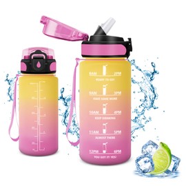 Vikaster Sports Water Bottle, Water Bottle with Straw 0.5 L, Leak-Proof, BPA-Free, Sports Bottle for Camping, Yoga, Gym, School, Outdoors