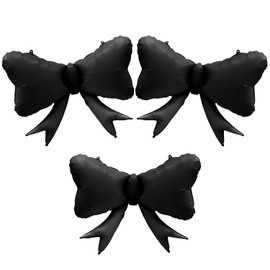 Elaliyi Bow Balloons 3 Pcs Large Bow Balloons Bow Party Decorations Macaron Bow Theme Birthday Party (Black)