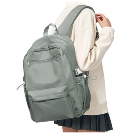 BOXSAM School Backpack Women's Lightweight Backpack 14 Inch Laptop Travel Backpack Causal Travel School Bags for Girls Boys Teenagers Book Bag College Boys Men Work Daypack, A3 Green, L