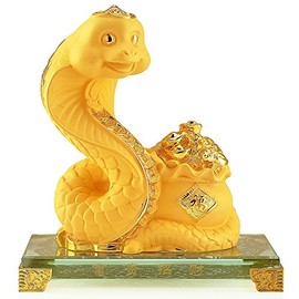 BOYULL Large Size 2025 Chinese Zodiac Snake Year Golden Resin Collectible Figurines Table Decor Statue