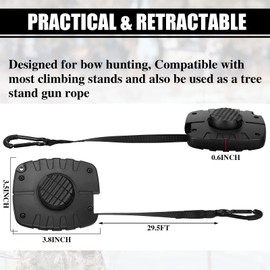 Threlaco 2 Pcs Tree Stand Gear Hoist 29.5 ft Retractable Bow and Gear Hoist Bow Hunting Gear Accessories for Hunting Bow and Gun Retriever, Black