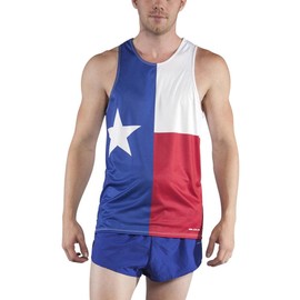 BOA Mens Printed Running Singlet (2600P)(Texas Flag, Large)