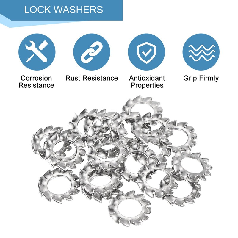 uxcell M5 50Pcs External Tooth Washers, 304 Stainless Steel Tooth