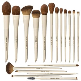 LORYP Juego de brochas de maquillaje etiquetadas de 18 piezas para cara y ojos, base de cabello ultra suave, corrector, rubor, contorno, mezcla, sombr