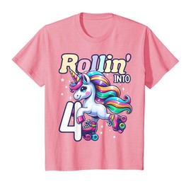 Kids Unicorn Roller Skate 4th Birthday 4 Year Old Party Girls T-Shirt