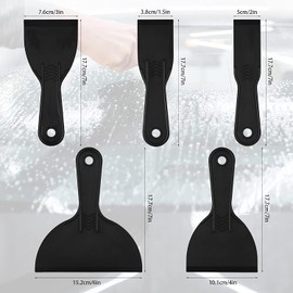 6 Pieces Black Plastic Scraper Tool Set, Wallpaper Scraper Plastic, Paint Scraper Plastic Tool for Spackling, Spatula Scraper, Filler Scraper for Patching, Car Painting scrapers