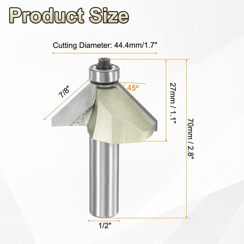 sourcing map 45 Degree Chamfer Router Bit 1/2 Inch Shank