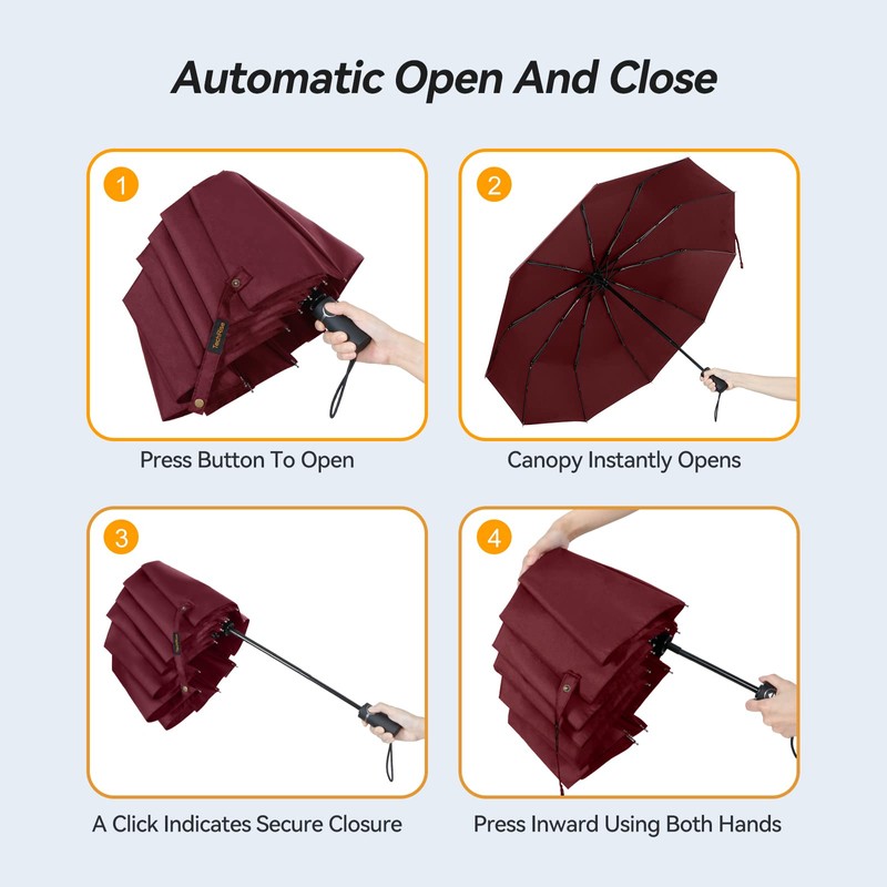 TechRise Umbrella Pocket Umbrella Storm Resistant Large -10 Ribs Windproof
