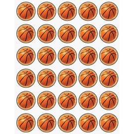 30 x Basketball Themed Edible Cupcake Toppers | Uncut on Wafer Sheet- Qty 30-1.5” each