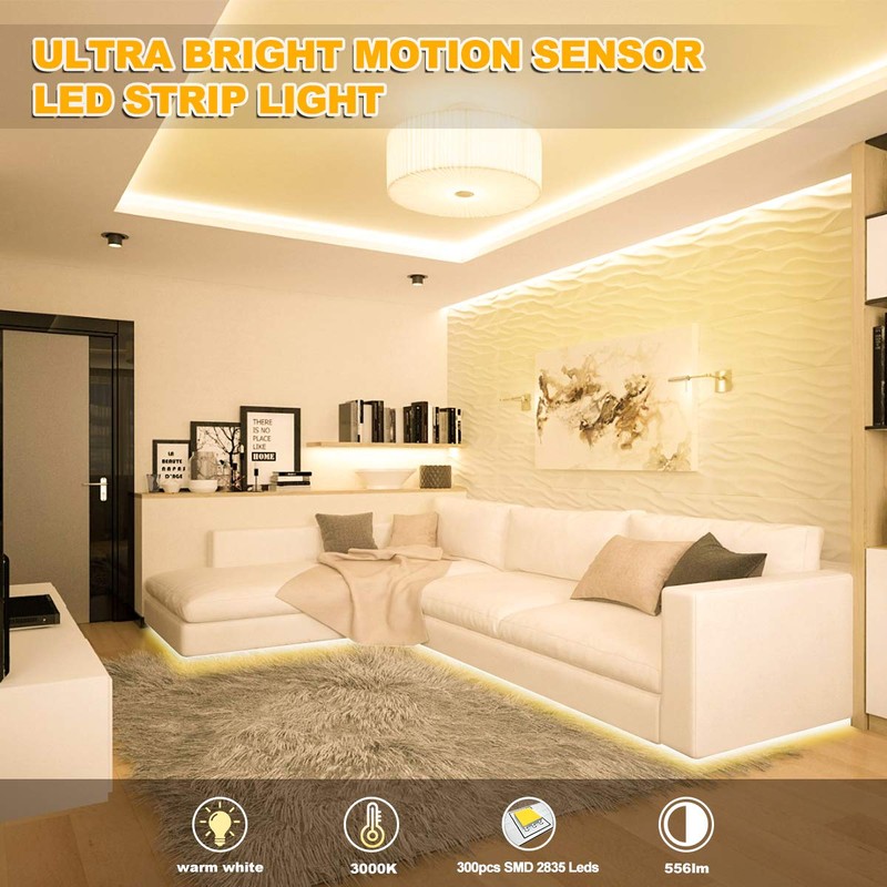 Motion Activated LED Strip Lights,RGH LIGHTING 16.4ft LED Light Strip
