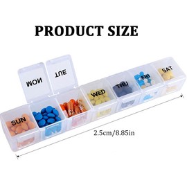 GNALIA Pack of 2 Tablet Box 7 Days Pill Box 7 Days with Improved Open Design for Medicines Vitamins Fish Oil Dietary Supplements etc. Black White