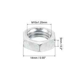 PATIKIL M10x1.25 Steel Hex Nuts, 60 Pack Metric Thread Zinc Plated Finished Hardware Nuts Screw Bolt Fasteners for Lamps Machinery Repair 5mm Height