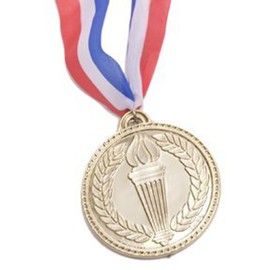 Olympic Style Gold Medal Replica with Red, White and Blue Lanyard