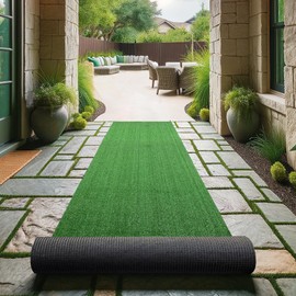 Ottomanson Artificial Grass Turf 2' x 7'10" Indoor Outdoor Faux Grass Rug with Drainage Holes, Customizable with Extra Long Size Options, Perfect for Patio Lawn Balcony Weddings Photoshoot Backdrop