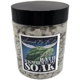 All Natural Herbal Magnesium Flake Bath Soaks/100% Natural and Handmade/Relaxation and Sleep Quality/fatigue and anxiety/muscle tension and spasms/General Wellness and Selfcare (Spearmint Magnesium Flake Bath Soak)