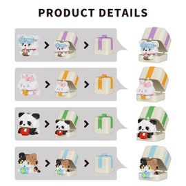 HJPLPXH Cute cat Panda Rabbit Dog Animals Micro mini Building Blocks Sets Micro Sets for Kids Friends Toys Suitable for Birthday for Boys and Girls