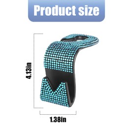 KHGUZ Bling Car Seat Headrest Hooks, 2PCS Crystal Rhinestone Vehicle Backseat Purse Holder for Handbags Coats Umbrellas, Diamond Auto Back Seat Storage Organizer Hanger, Universal Fit (Blue)