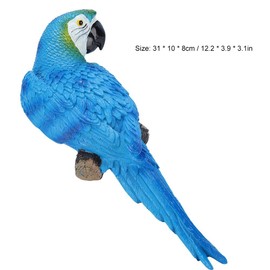 Resin Realistic Bird Decoration, Parrot Model Toy Garden Sculpture Wall Decoration for Home Decoration, Garden Decoration, Photography Props (Blue Left)