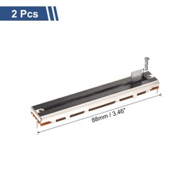 sourcing map 2Pcs Straight Single Linear Slide Potentiometer 5 Pin B10K 88mm(L) 60mm Travel 8x8mm Handle Fader Variable Resistors Mixer Electronic Potentiometer for Dimming Tuning
