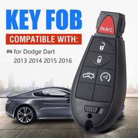 Keymall Car Key Fob Keyless Entry Remote Control for Dodge Dart 2013 2014 2015 2016 433MHz ID46 Chip(FCC ID:M3N32297100 P/N:56046773) 4+1 Buttons