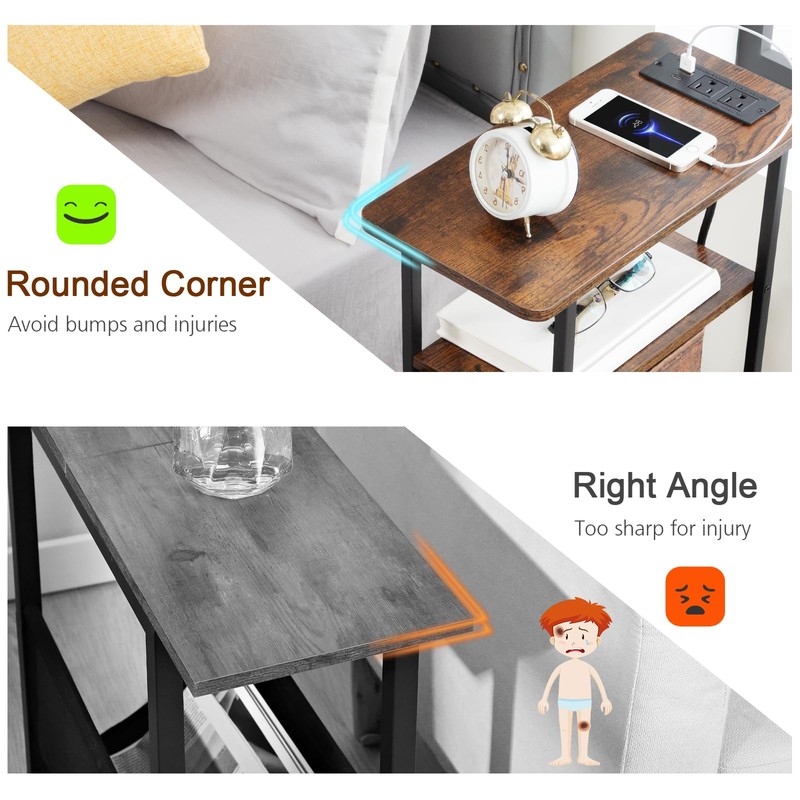 LOAKEKEL Narrow End Tables Living Room Set of 2 with