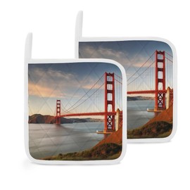 Golden Gate Bridge Pot Holders Pot Holders Sets 2 Pack Pot Holders for Kitchen Heat Resistant Oven Hot Pads Large Potholders Multipurpose Hot Pads Washable Potholders