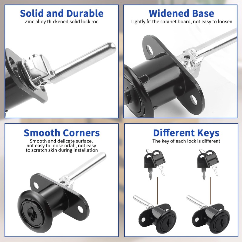 HOWDIA 2 Pcs - Drawer Lock Cabinet Locks with Keys,