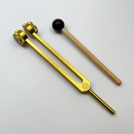 93.96Hz Schumann Weighted Tuning Fork with World Grid Engram - Carry Bag and Striker - Sound Healing Instruments and Biofield Harmonization -Chakra Alignment -Vibration Therapy Tools | World Grid Gold