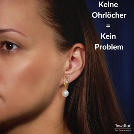 Traveller Clip-On Earrings with Pearl Crystals Gold-Plated or Platinum Plated, Crystal