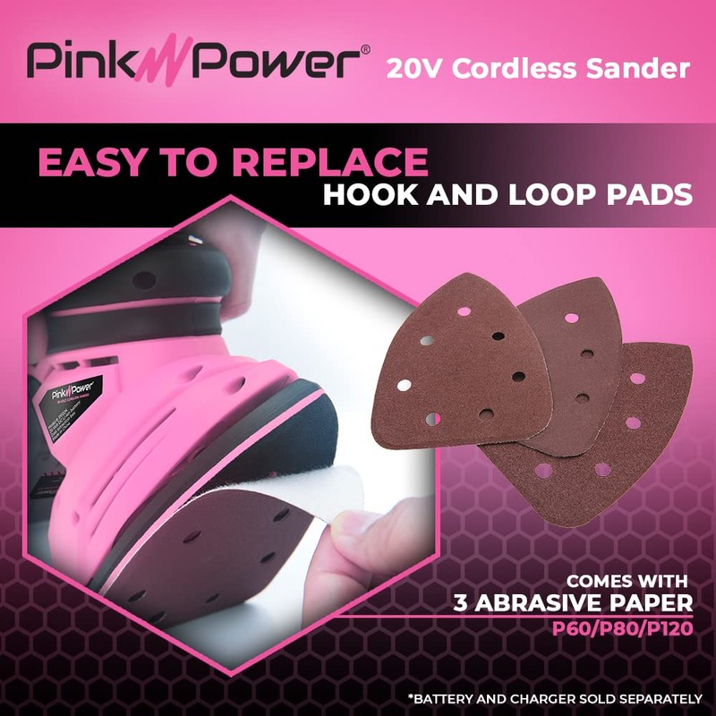 Pink Power Sander (TOOL ONLY - Does Not Include Battery