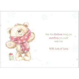 doodlecards Someone Special Christmas Card Teddy Bear With Red Scarf Large A4 Size Christmas Card for Someone Special with Plain Envelope