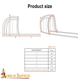 Lord of Battles Medieval Quilted Canvas Cotton Padded Arming Cap Protector Under Armor Chainmail Coif for LARP, Renfair, Black, Total Length: 25 cm, Circumference: 41 cm