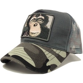 Happy Hat Animal Embroidered Patch Wild Camo Mesh Cap, gray