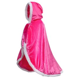 Party Chili Fur Princess Cape Fur Hooded Cloaks Costume for Little Girls Dress Up Pink 2-3 Years(100cm)