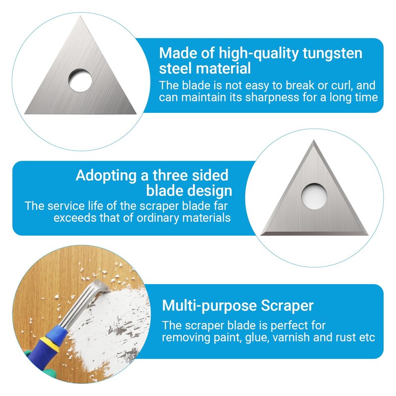 10 Pack 1" Triple Edge Blade,1 Inch Paint Scraper Blades