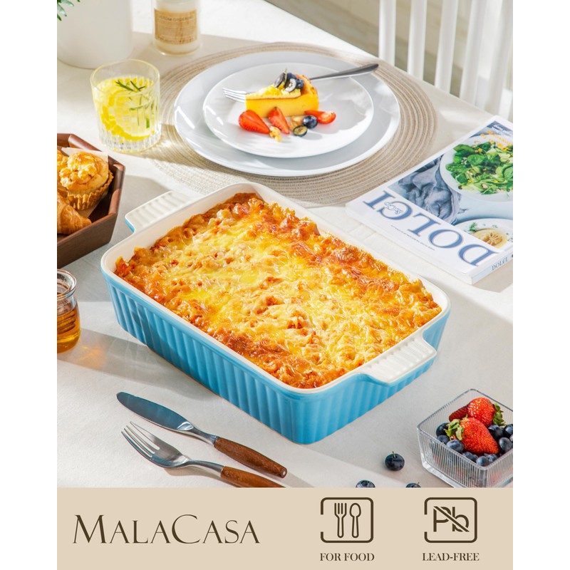 MALACASA 4.4 QT Baking Dish, 9x13 Large Casserole Dish for