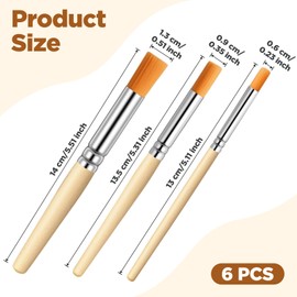 6Pcs Stencil Brushes Set Natural Bristle Paint Brushes Wood Paint Template Brush for Stencil Painting, Acrylic, Oil, Watercolor, DIY Art Crafts, 3 Sizes