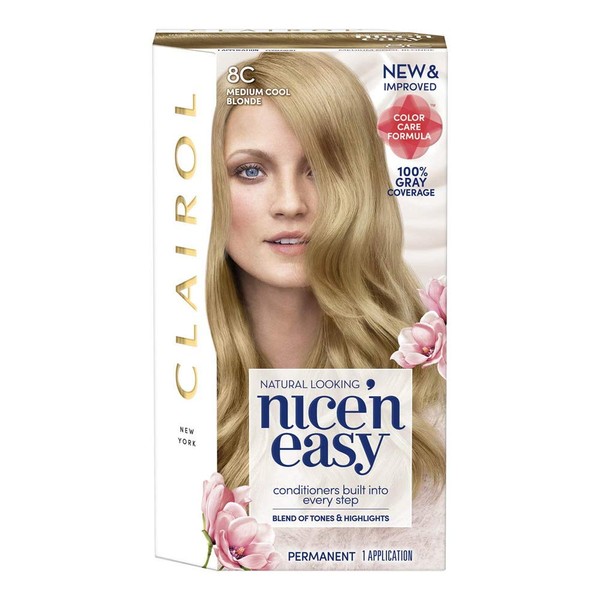 Clairol Nice'n Easy permanent hair color Medium cool Blonde 8C
