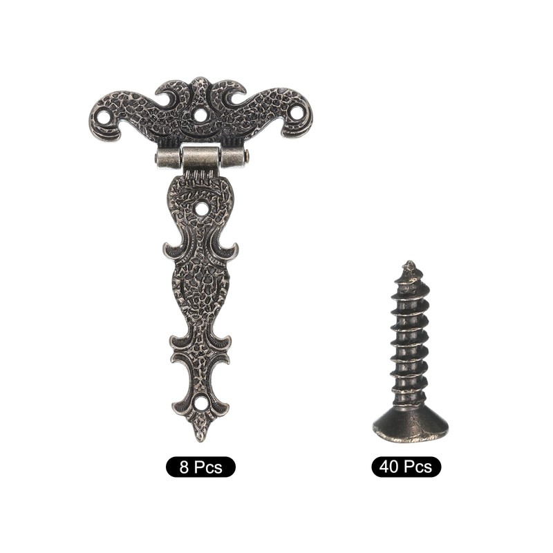 sourcing map 3.5 Inch Door Tee Hinge, 8Pcs T-Strap Hinges