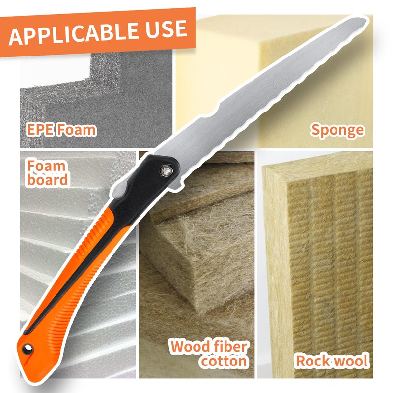 MINOVA Folding Insulation Hand Saw, 10 Inch Steel Blade Wavy