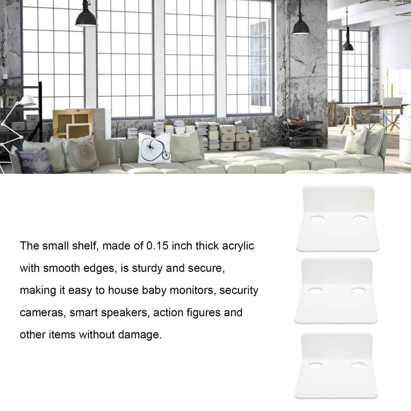3 PCS Small Security Cameras Wall Shelf with 6 Cable
