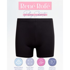 Rene Rofe Girls Athletic Shorts - 4 Pack Soft Stretch Breathable Girls Bike Shorts Four-Way Stretch Cheer Dance Sports Short, Size 7-8, Black/Black/Black/Black
