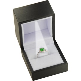 LAODA LED Black Ring Box for Proposal, Wedding, Engagement..Luxury LED Lighted Ring Jewelry Gift Box with Light for Men for Women